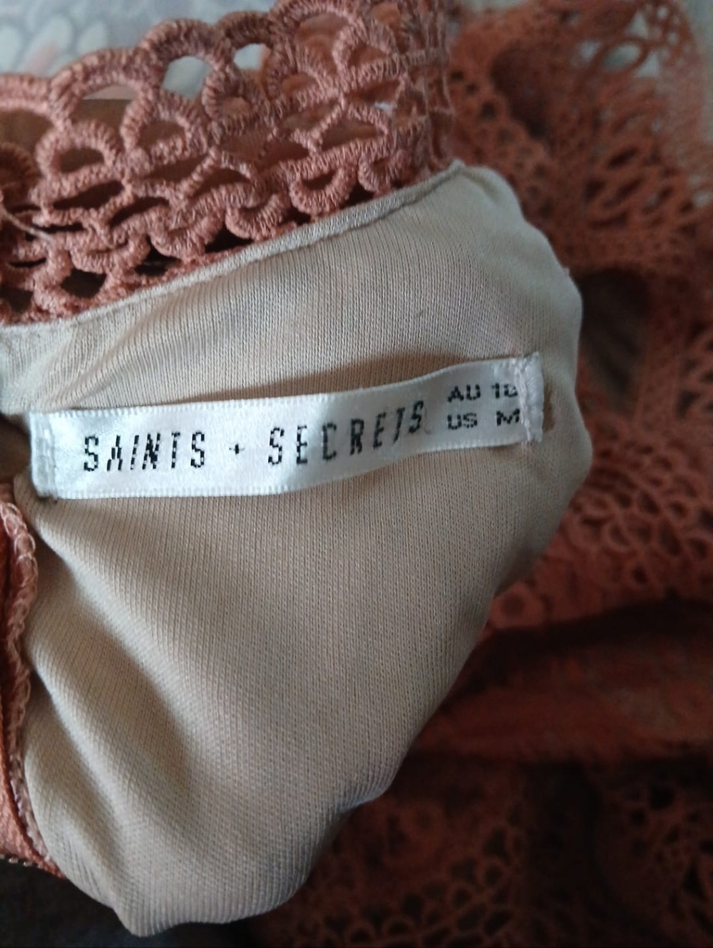 SAINTS + SECRETS Mauve Pink Victorian Lace Top High Neck Size Small - Picture 6 of 6